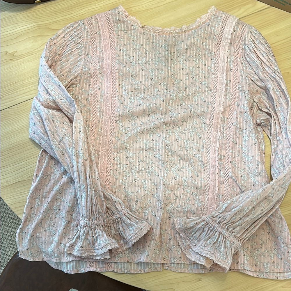 Love Shack Fancy Floral Pink Blouse